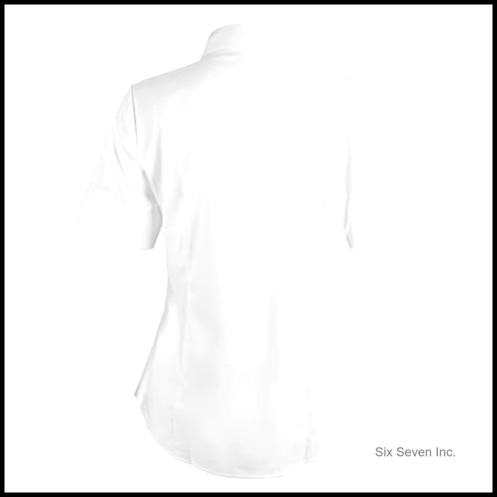 Cotton+Polyester Button Down Shirt Short Sleeve Wrinkle Free Work Blouse - Picture 6 of 7